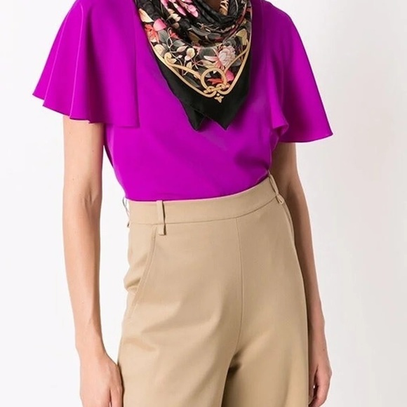 SALVATORE FERRAGAMO - Giardino-print Silk Scarf (One Size) - Picture 4 of 5